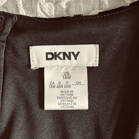 DKNY Dress Women 18W Black Burnout Velvet Slit Sweetheart Sheer Classy Glam NWT - Picture 3 of 16